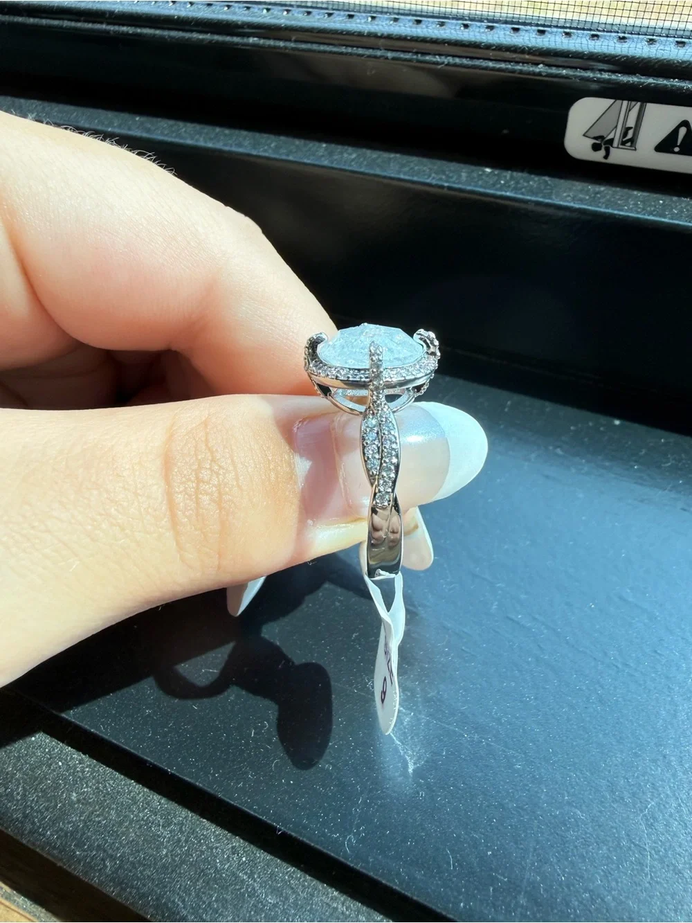 Sterling Silver White Ice Crystal Halo Ring